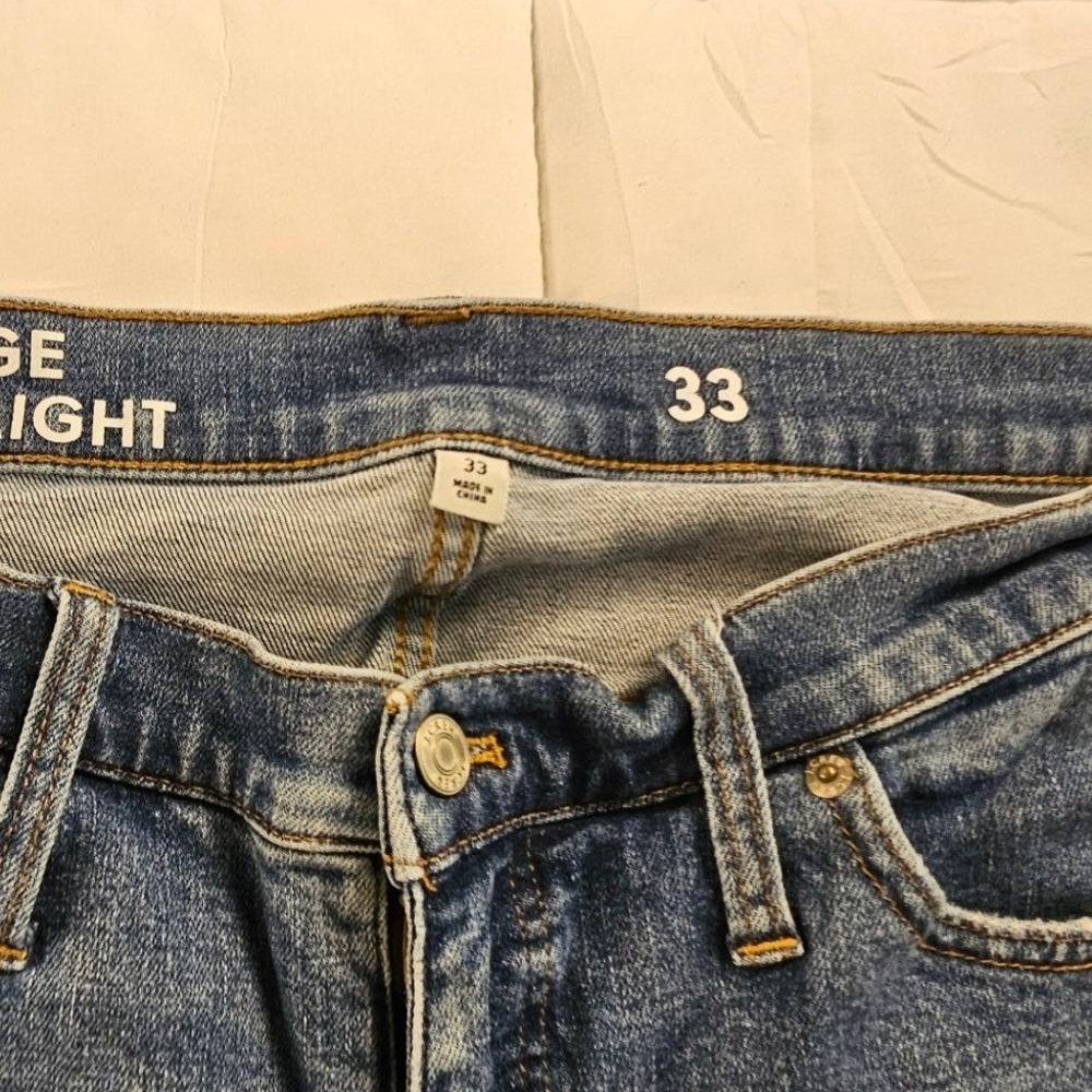 J.Crew Vintage Slim Straight Jeans Blue Raw Hem Size 33 High Rise Cotton Hemp